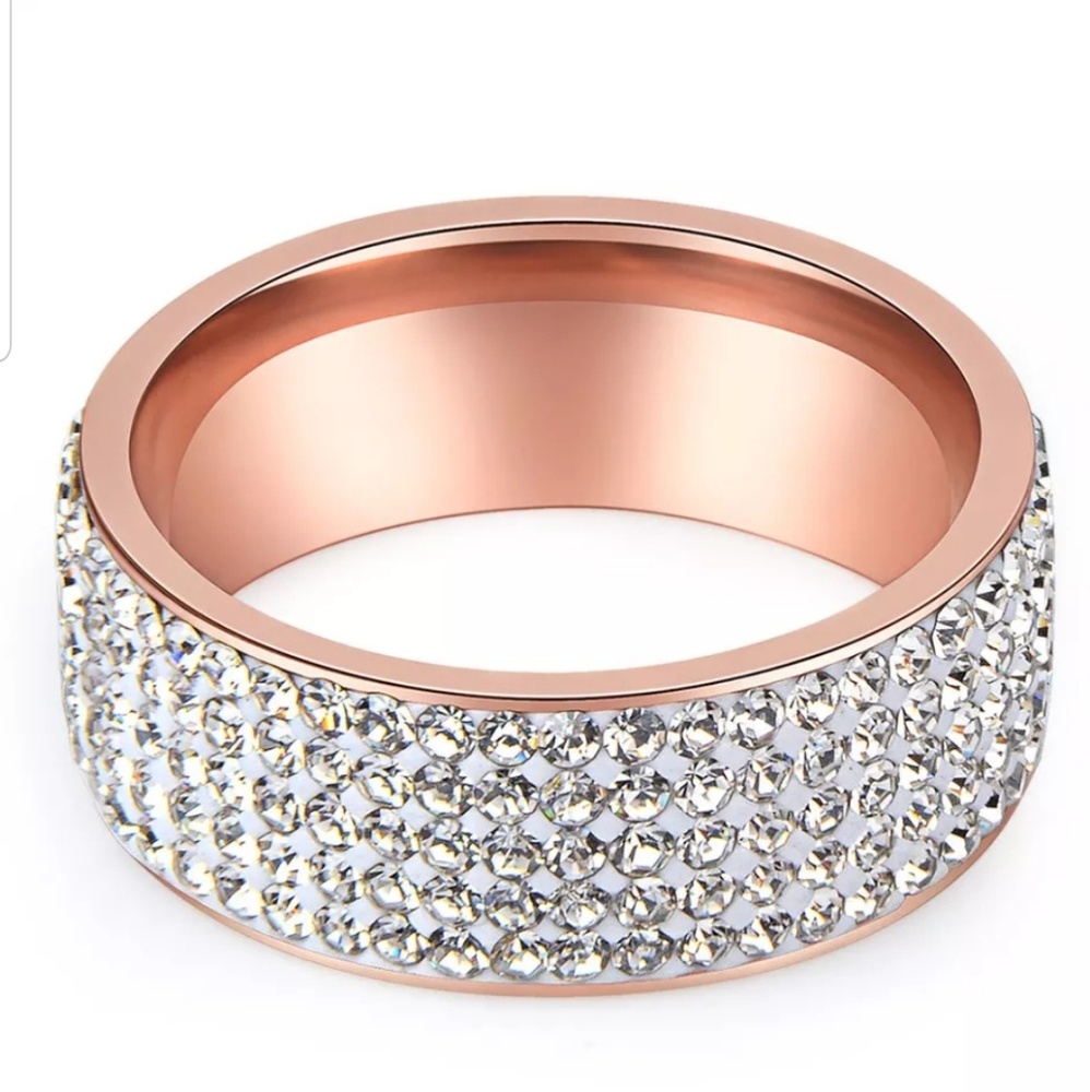 5 Row Micro Pave CZ Stainless Steel Stunning Ring - Picture 3 of 5